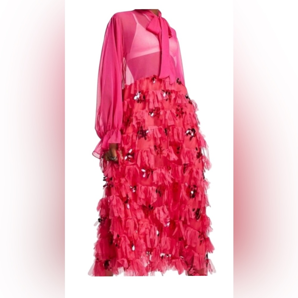 Sister Jane pink dress ruffles and sequins